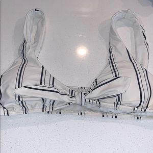 black and white striped bathing suit top